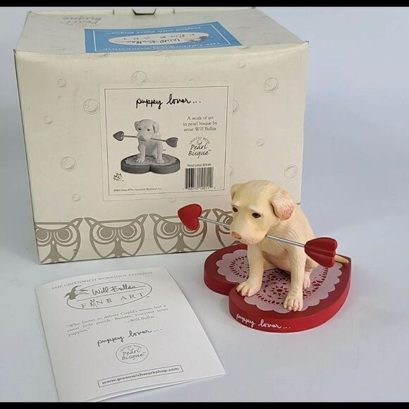 Greenwich Workshop Will Bullas "Puppy Lover.." Dog Porcelain Figurine Valentine - Picture 2 of 7
